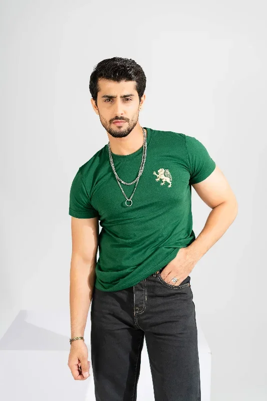 Polo Republica Men's Leo Crest Embroidered Crew Neck Tee Shirt