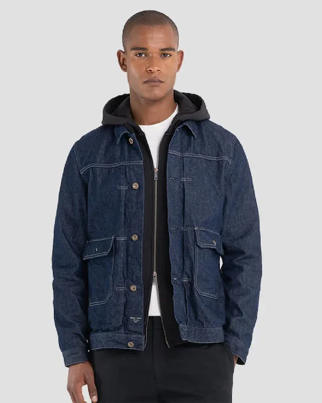 Replay Sartoriale Red Cast Indigo Denim Jacket - Dark Blue