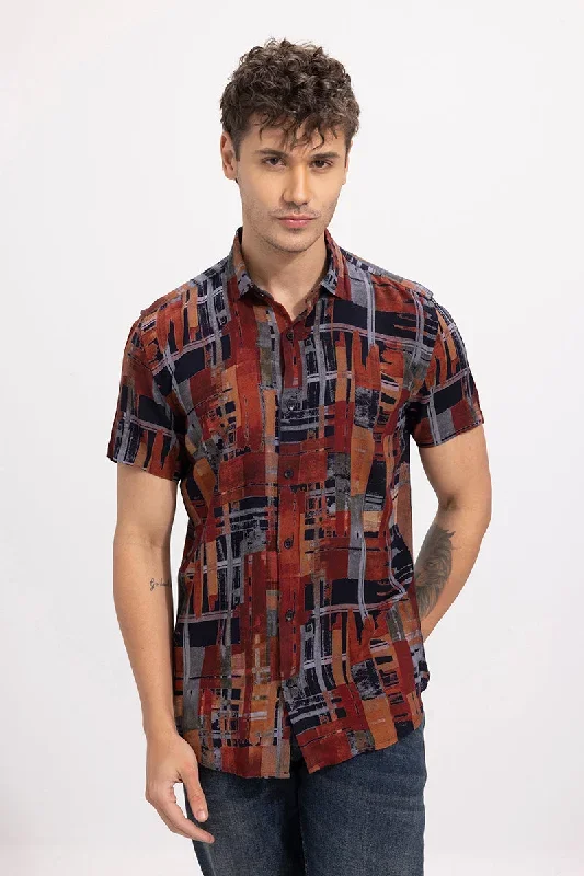 Retro Abstract Red Shirt