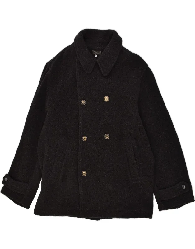 RIFLE Mens Pea Coat UK 42 XL Black Wool