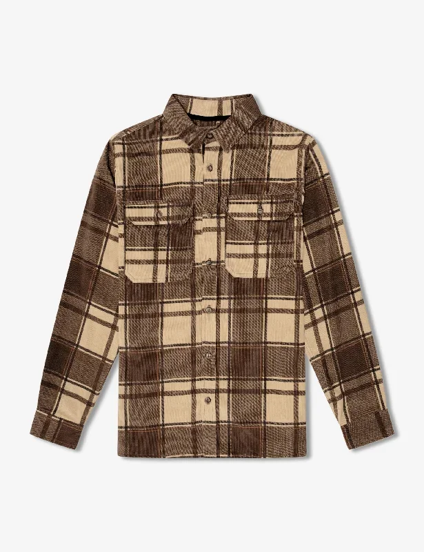 Sawyer Cord Longsleeve Shirt - Cocoa Check