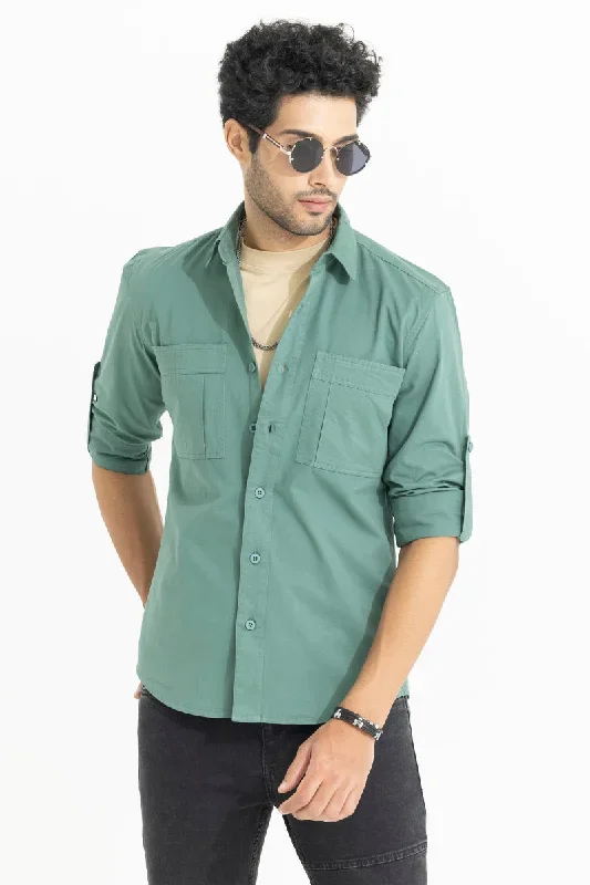 Self Fold Pocket Green Shirt