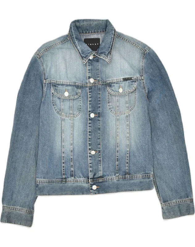 SISLEY Mens Denim Jacket IT 48 Medium Blue Cotton