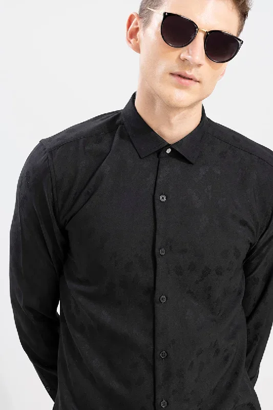 Solitary Floral Black Jacquard Shirt