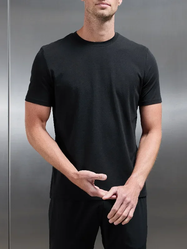 Stretch Cotton Modal T-Shirt in Black