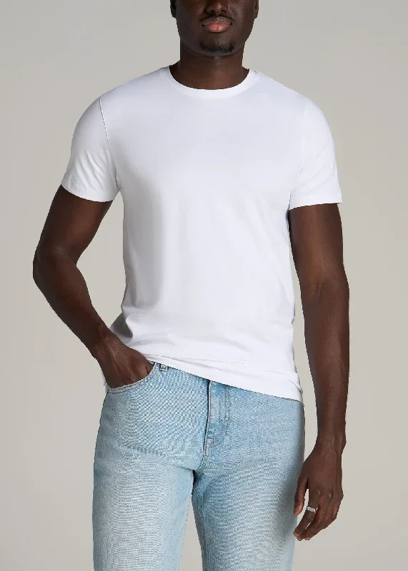 Stretch Cotton MODERN-FIT T-Shirt for Tall Men in White