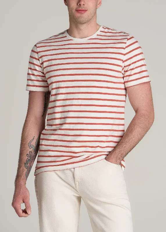 REGULAR-FIT Striped Tee in Burnt Orange and White Stripe - Men's Tall T-shirt