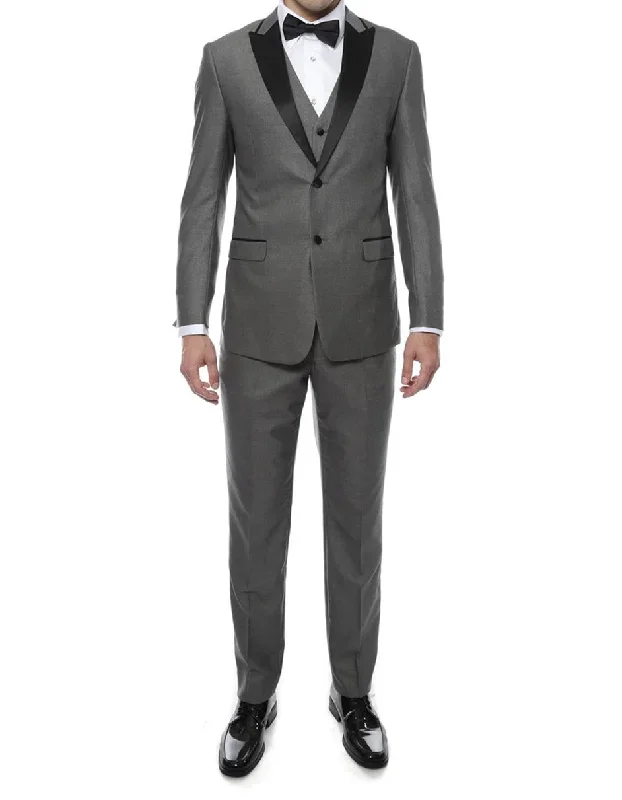 Grey Vested Peak Tuxedo