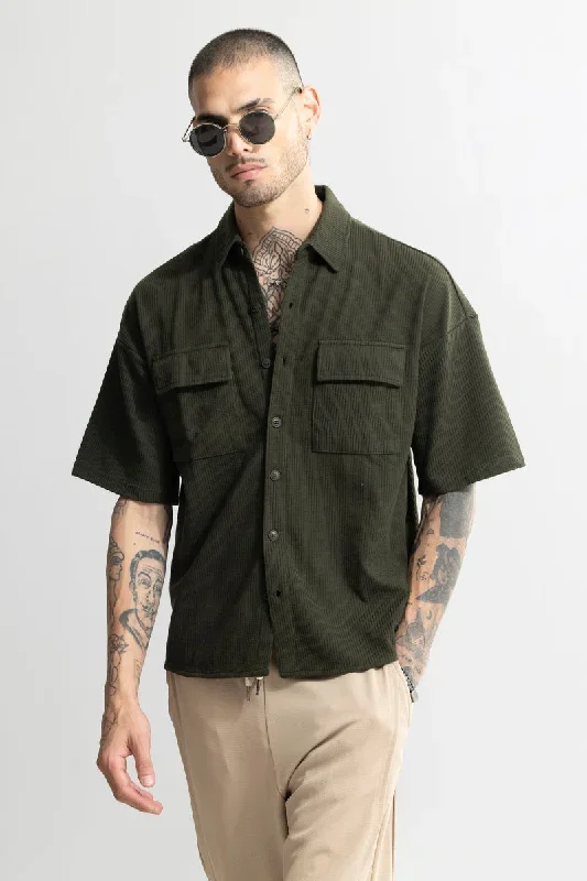 TwinFlap Olive Oversized Shirt