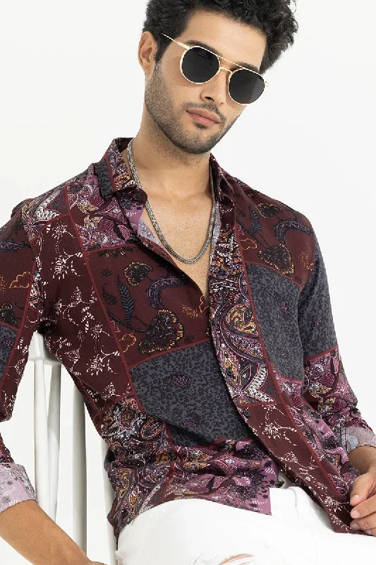 Urban Print Patch Maroon Shirt