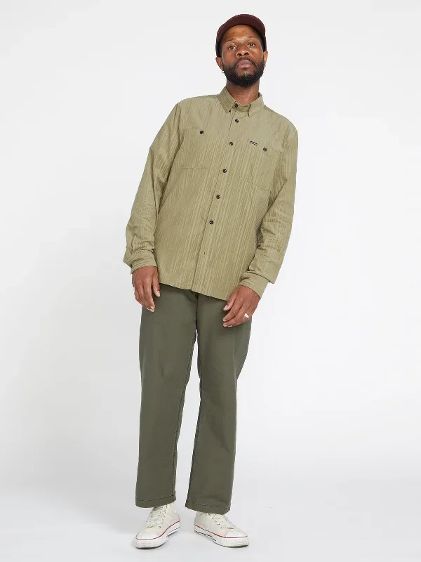 Volcom Entertainment Fat Tony Woven Long Sleeve Shirt - Khaki