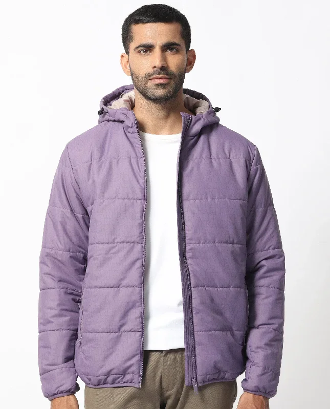 Rare Rabbit Men's Vasto Purple Branded And Hooded Puffer Jacket