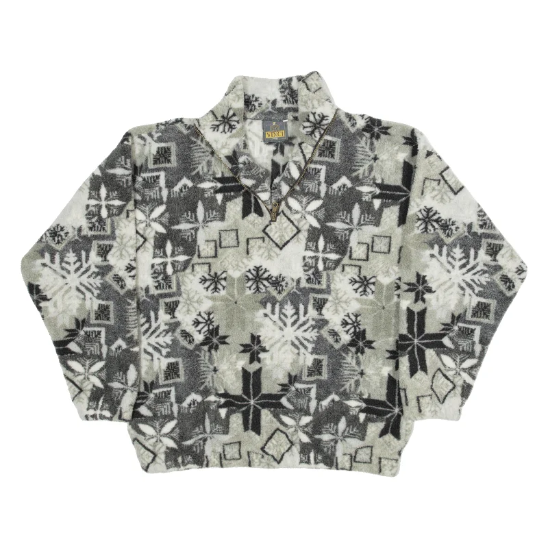 VINCI Snowflakes Fleece Mens Pullover Jacket Grey L