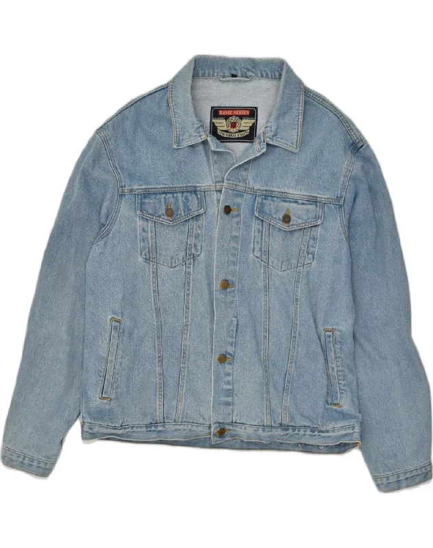 VINTAGE Mens Denim Jacket UK 40 Large Blue Cotton