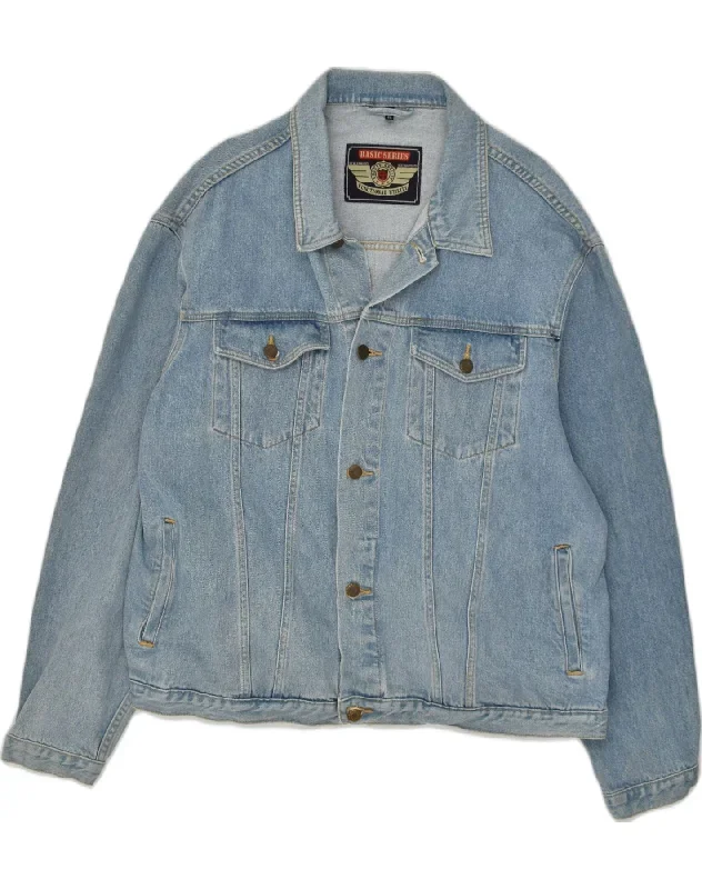 VINTAGE Mens Denim Jacket UK 42 XL Blue Cotton