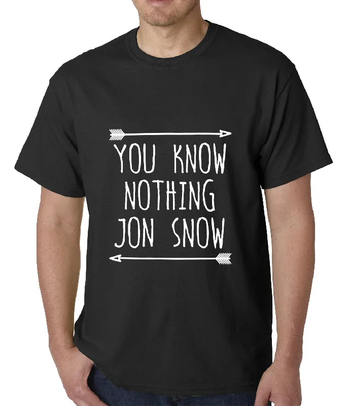 (White Print) You Know Nothing Jon Snow Mens T-shirt